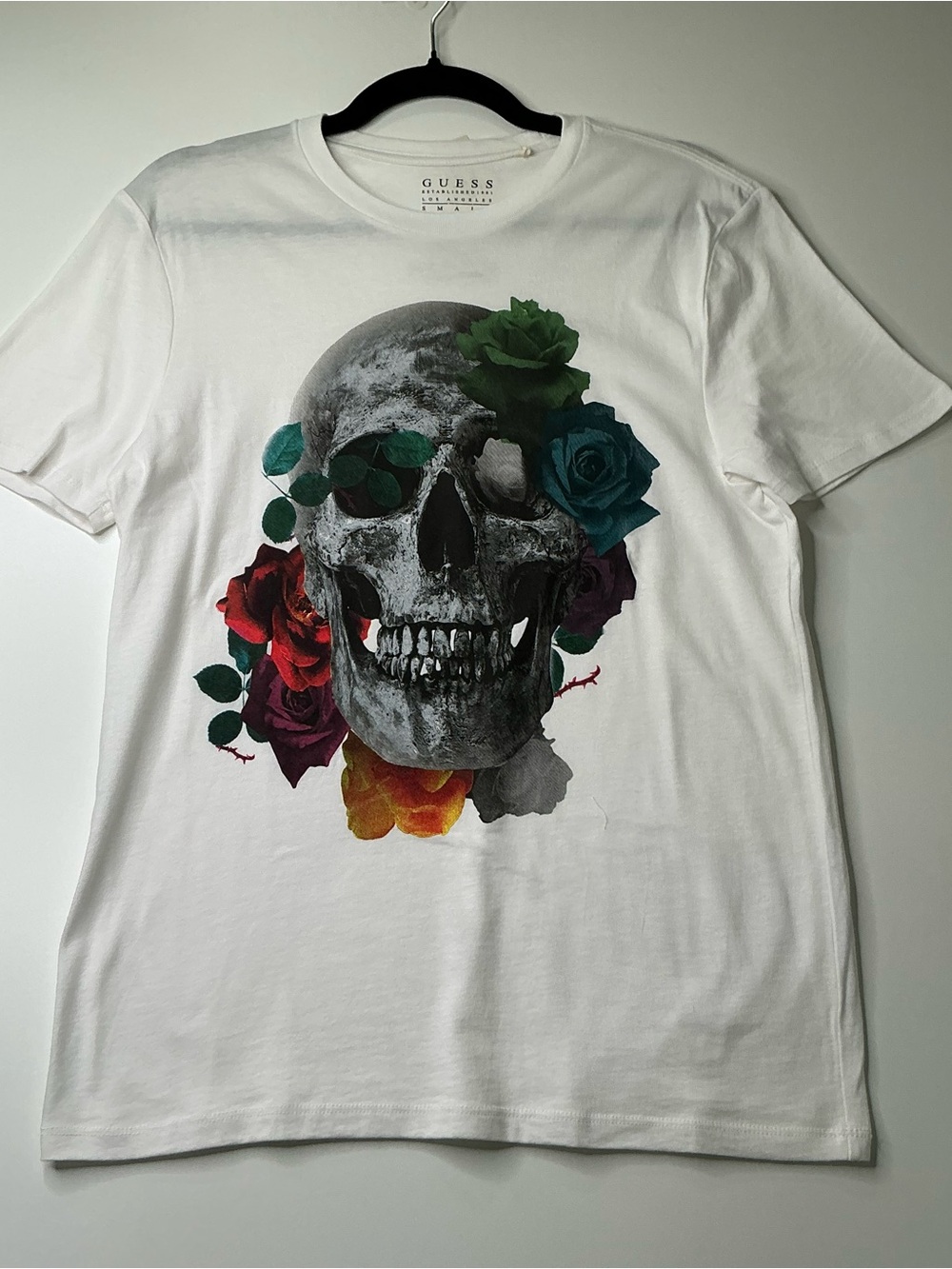 Unisex Adult T Shirt Fragmented Skull with Blooming Roses Small New